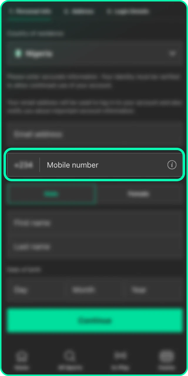 Verify your number during the registration via mobile app Bet 365 process.