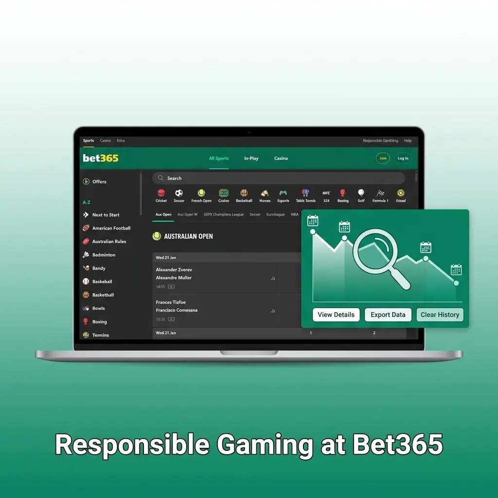 Bet365 responsible gaming tools including deposit limits, self-exclusion, and session reminders for player wellbeing