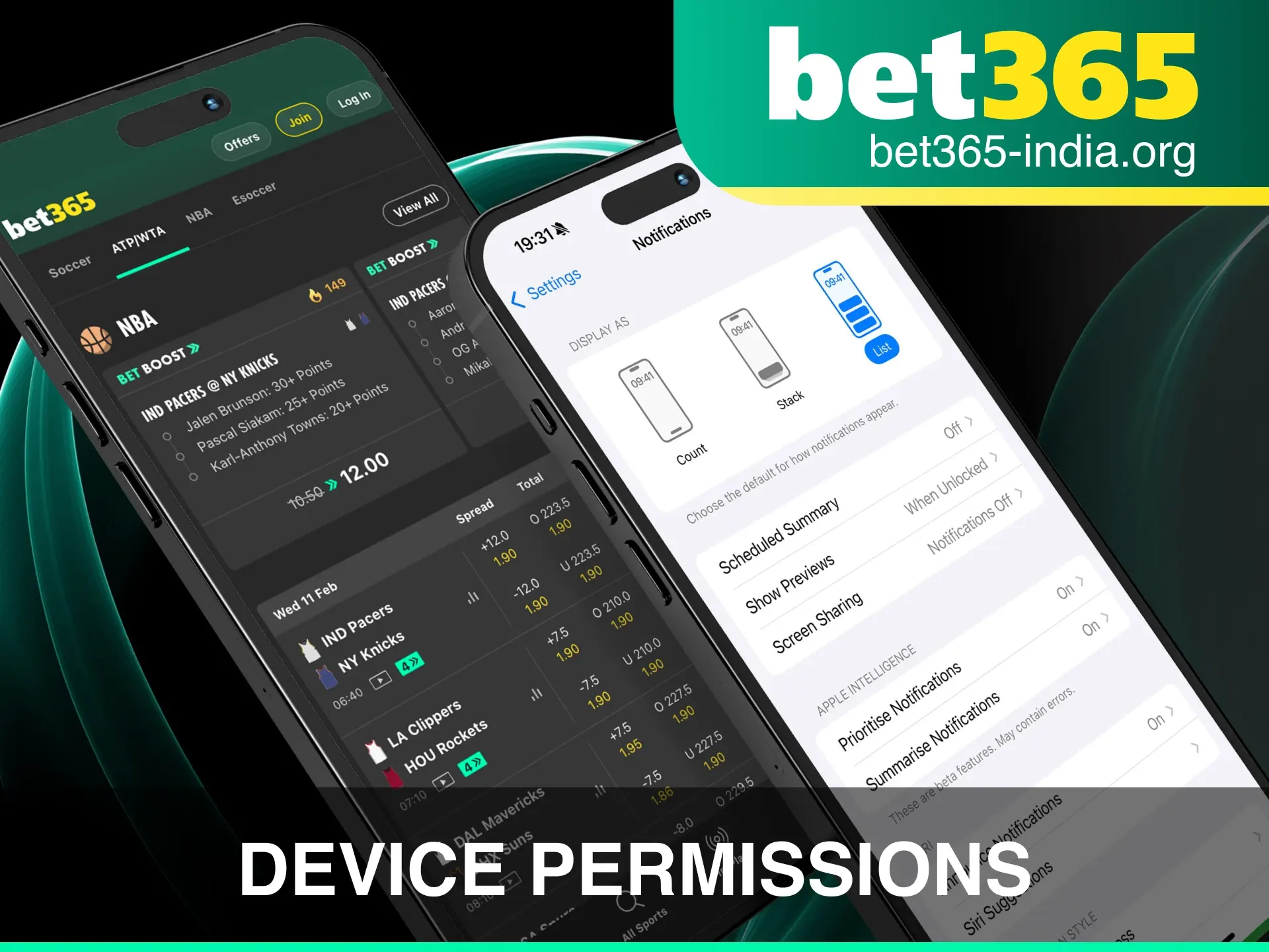 Review the necessary device permissions required for the Bet 365 App to function.