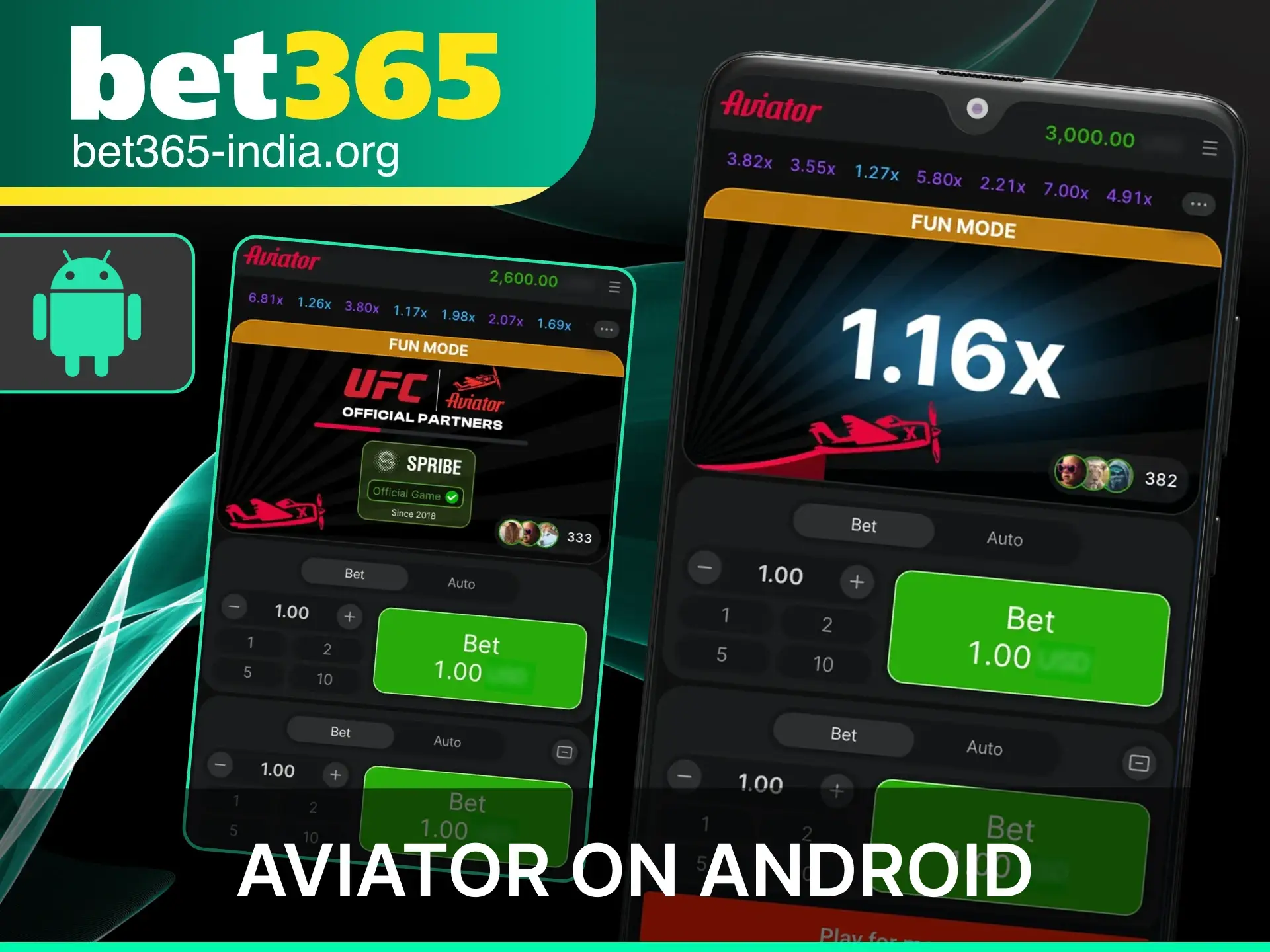 Download the official Bet365 app on your Android device to access and play the Aviator crash game.
