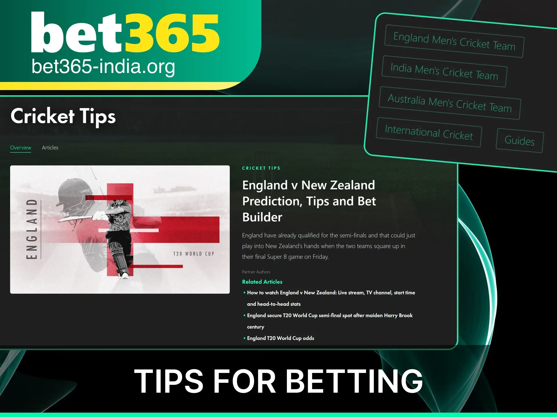 Simple tips to improve your cricket betting at Bet365 India.