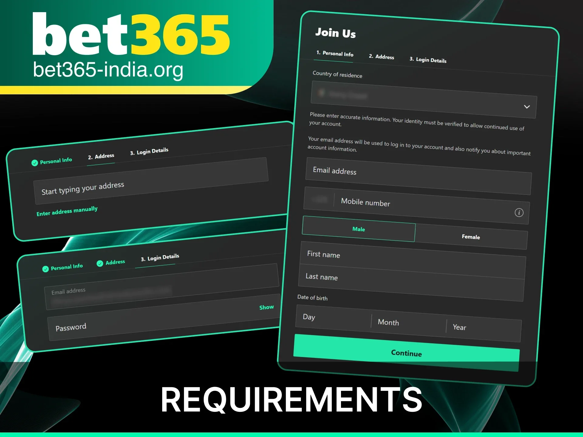 Registration requirements page showing age limits, account rules, and verification steps for new users.