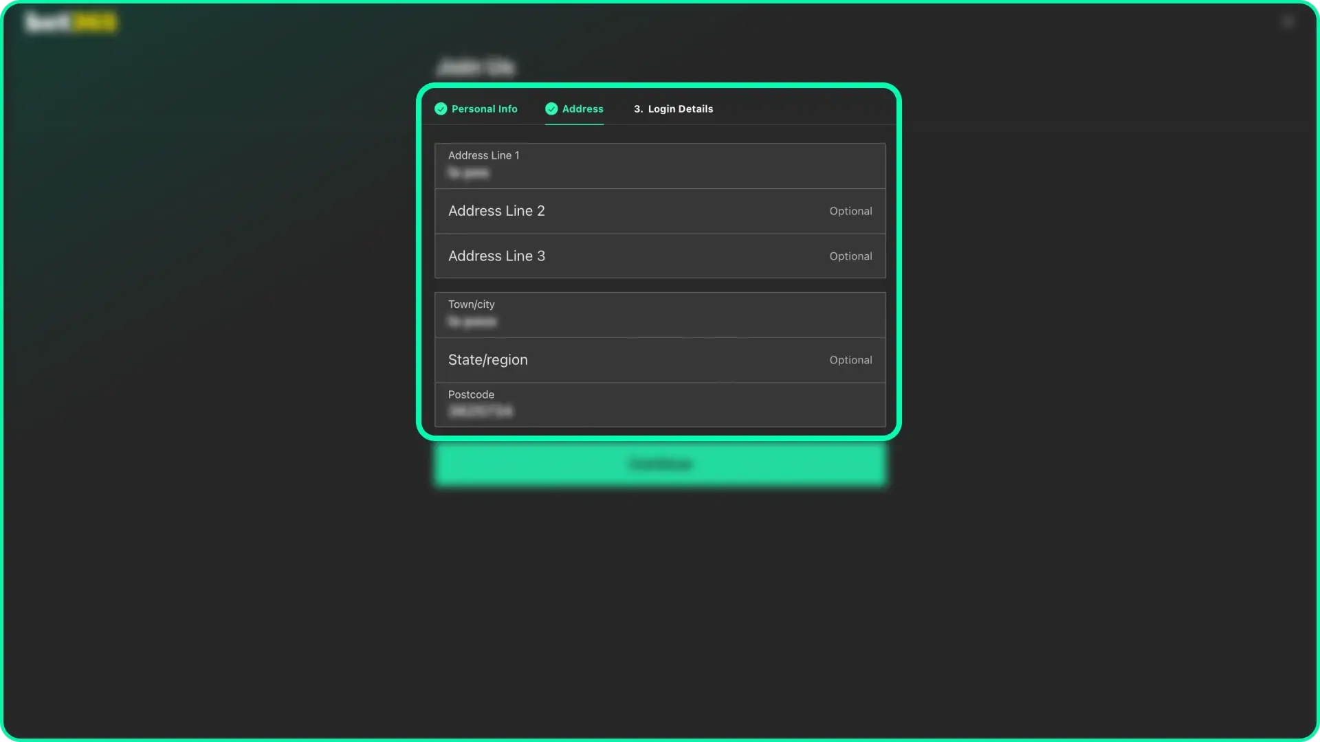Confirm address in your Bet 365 profile to verify your account details.